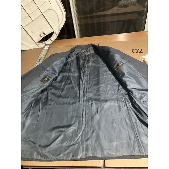 Hart Schaffner Marx Sport Coat 44R, Gray Striped Blazer Jacket, Vintage Men's US - Picture 4 of 14